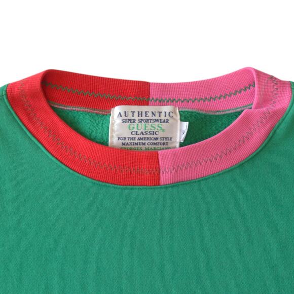 Vintage 80s Guess USA Sweatshirt XL Made in Korea Cricket Allstar Green Pullover - Picture 3 of 5